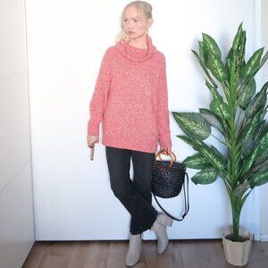 NEW Nine West Red & White Cowl Neck Long Sleeve Sweater / Pullover Size L